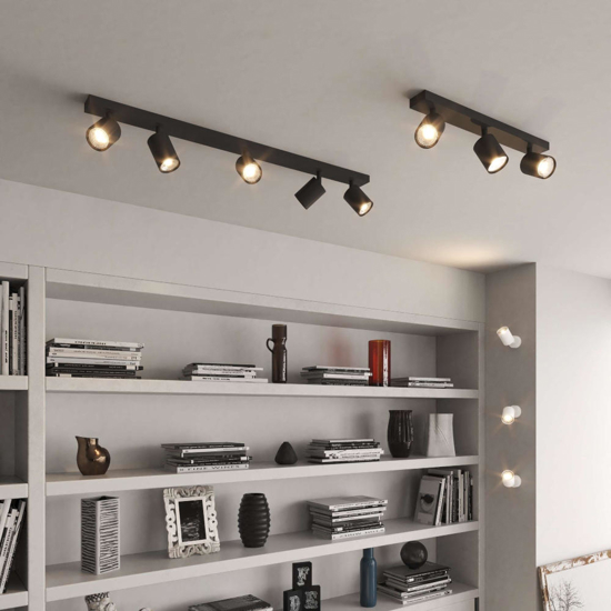 Plafoniera per cucina moderna nera 3 luci orientabili toplight