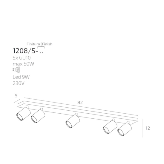 Plafoniera sabbia 5 luci orientabili per cucina toplight