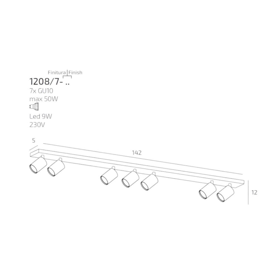 Plafoniera toplight sabbia con 7 luci orientabili da cucina