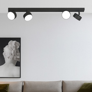 Plafoniera per cucina moderna 4 faretti orientabili neri toplight