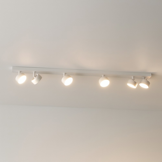 Plafoniera bianca 6 luci orientabili per cucina toplight