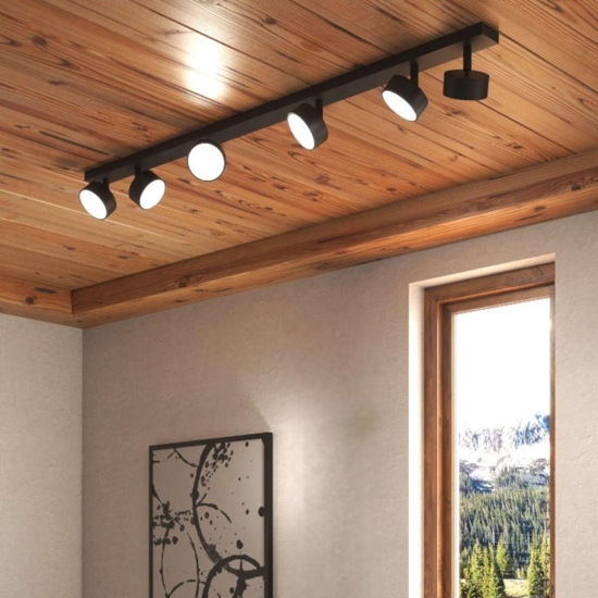Plafoniera moderna toplight nera 6 luci orientabili per cucina