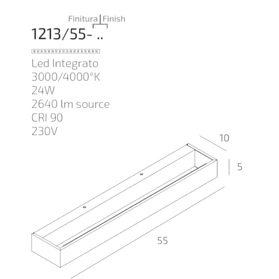 Applique da parete bios top light antracite rettangolare 24w