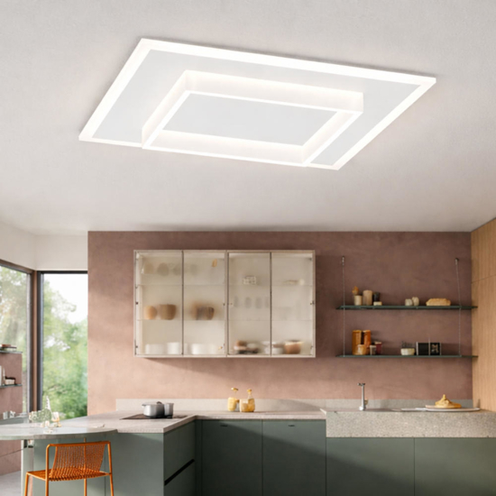 Top light plafoniera moderna wish bianca quadrata per soggiorno led cct 3000k-3500k-4000k