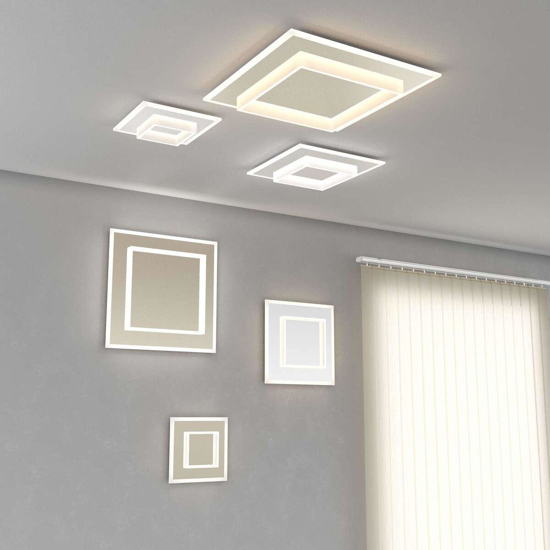 Top light plafoniera moderna wish bianca quadrata per soggiorno led cct 3000k-3500k-4000k