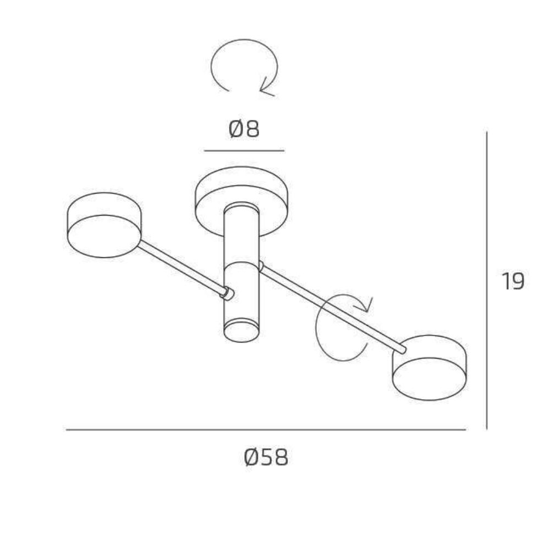 Plafoniera bianca moderna orientabile due luci top light octopus