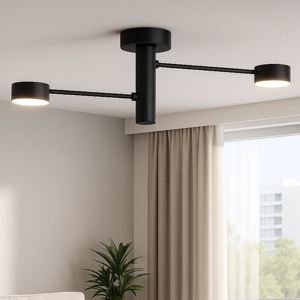 Top light plafoniera nera moderna octopus due luci orientabili