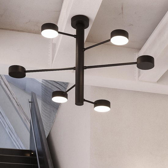 Top light lampadario octopus nero 6 luci orientabili moderno