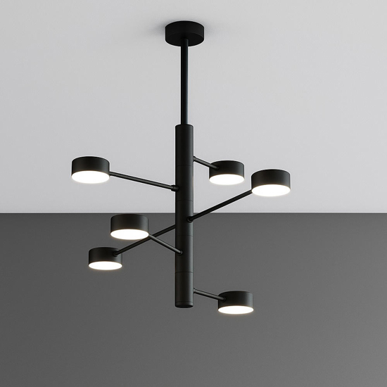 Top light lampadario octopus nero 6 luci orientabili moderno