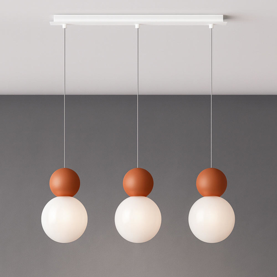 Top light cottage lampadario moderno 3 luci per tavolo da pranzo sfere terra rossa