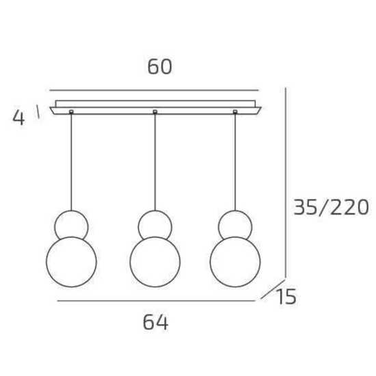 Top light cottage lampadario moderno 3 luci per tavolo da pranzo sfere terra rossa