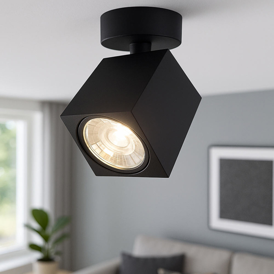 Top light faretto kibo nero da soffitto squadrato gu10 led orientabile