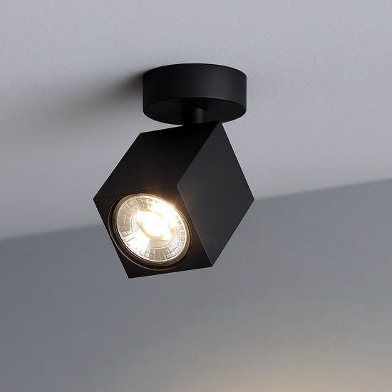 Top light faretto kibo nero da soffitto squadrato gu10 led orientabile