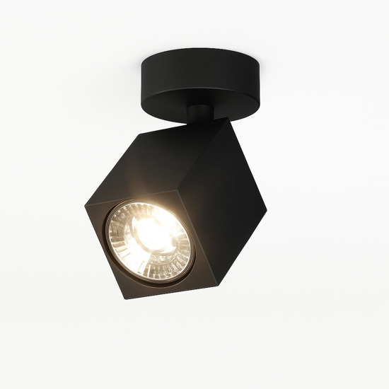 Top light faretto kibo nero da soffitto squadrato gu10 led orientabile