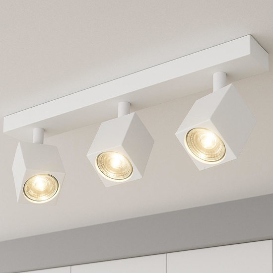Top light plafoniera da soffitto kibo con tre faretti led gu10 orientabili bianca
