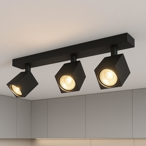 Top light kibo plafoniera con faretti moderna nera 3 luci orientabili gu10