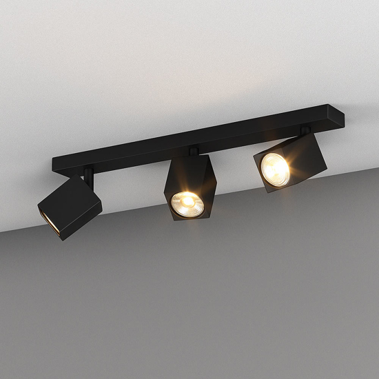 Top light kibo plafoniera con faretti moderna nera 3 luci orientabili gu10