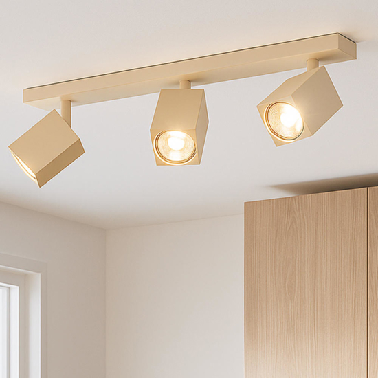 Top light kibo plafoniera da soffitto con 3 faretti led gu10 sabbia