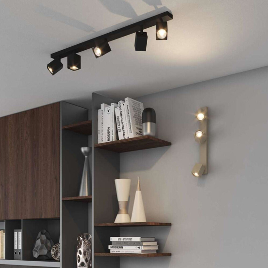 Top light kibo plafoniera da soffitto con 3 faretti led gu10 sabbia