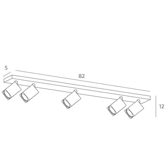 Top light kibo plafoniera a binario sabbia 5 luci orietabili gu10 led