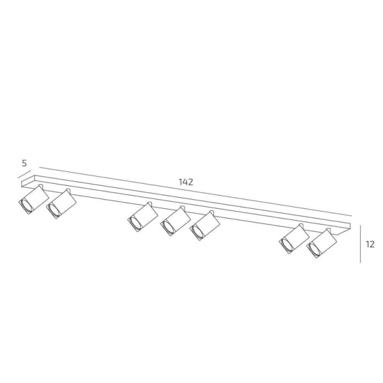 Top light plafoniera kibo bianca da soffitto binario led 7 luci orientabili
