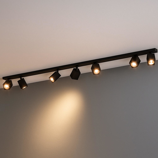 Top light kibo plafoniera da soffitto binario nero 7 luci orientabili per cucina