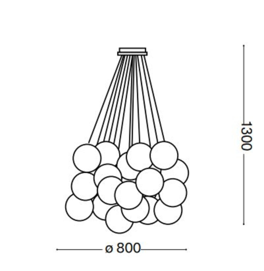 Ideal lux mapa plus sp22 lampadario 22 luci per salotto sfere vetro