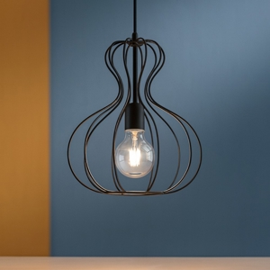 Ideal lux ampolla-1 sp1 nero lampada a sospensione per soggiorno