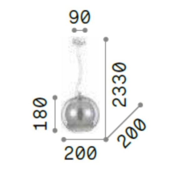 Nemo sp1 d20 lampada a sospensione per isola cucina sfera vetro cromo sfumato ideal lux