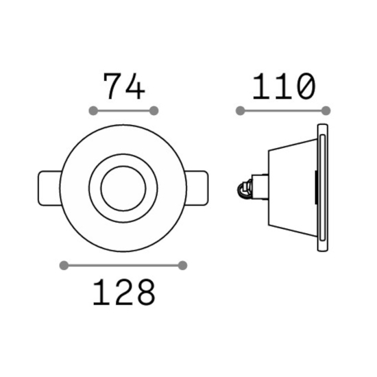 Samba fi round d74 ideal lux faretto di gesso da incasso a soffitto rotondo gu10