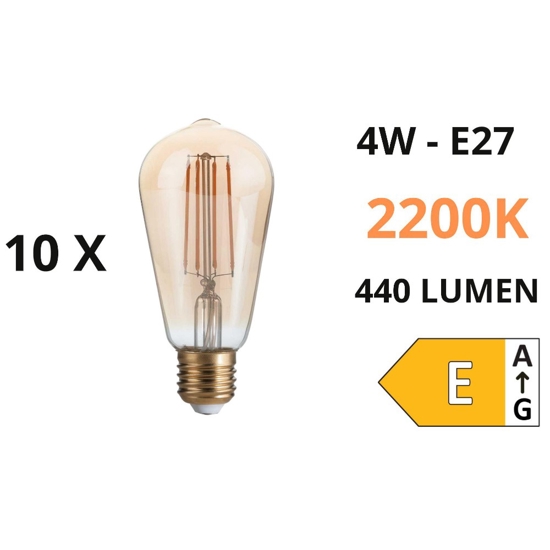 Confezione n10 lampadine e27 led 4w 2200k 440lm cono ambra ideal lux