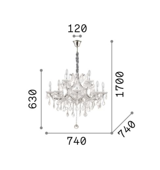 Napoleon sp12 ideal lux lampadario cristallo