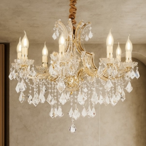 Lampadario di cristallo a goccia napoleon sp8 dorato ideal lux 8 luci