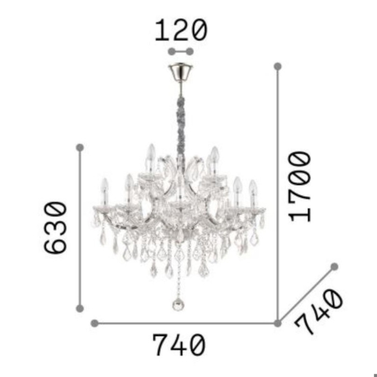 Napoleon sp12 dorato ideal lux lampadario 12 luci