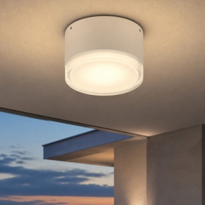 Ideal lux urano pl1 small plafoniera per esterni tonda bianca ip44