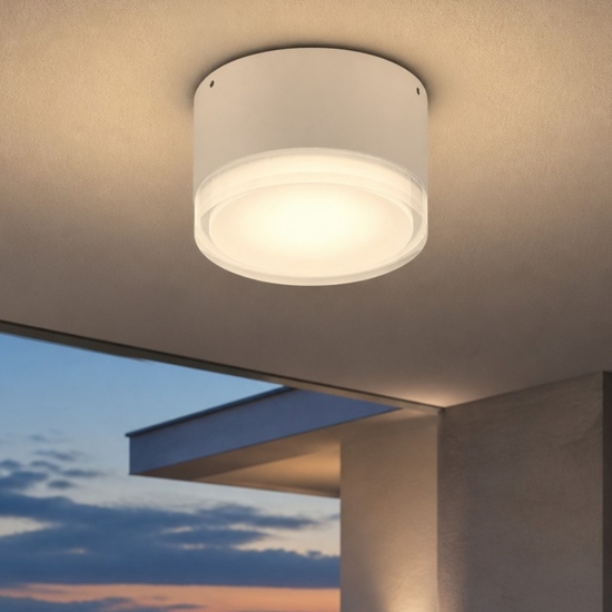 Ideal lux urano pl1 small plafoniera per esterni tonda bianca ip44