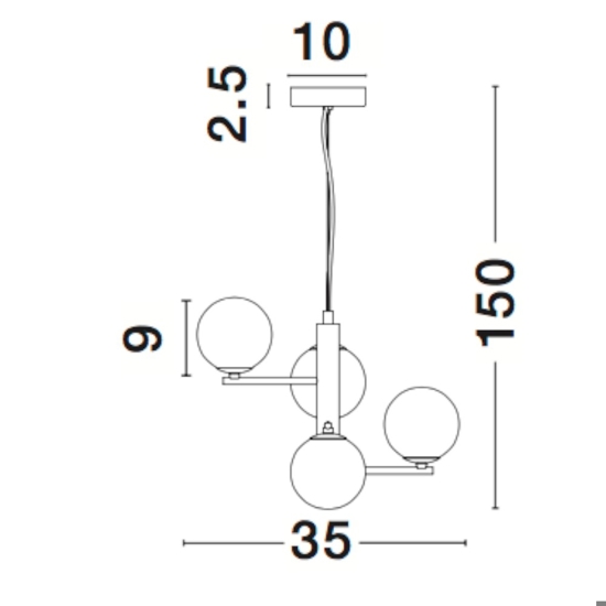 Lampadario design oro per soggiorno sfere vetro