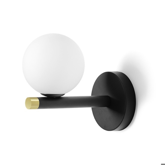 Miloox pomi applique moderna nero sfera vetro bianco