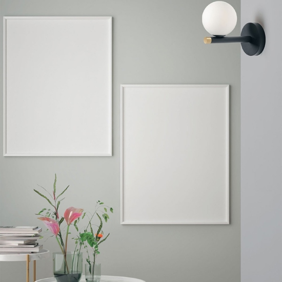 Miloox pomi applique moderna nero sfera vetro bianco