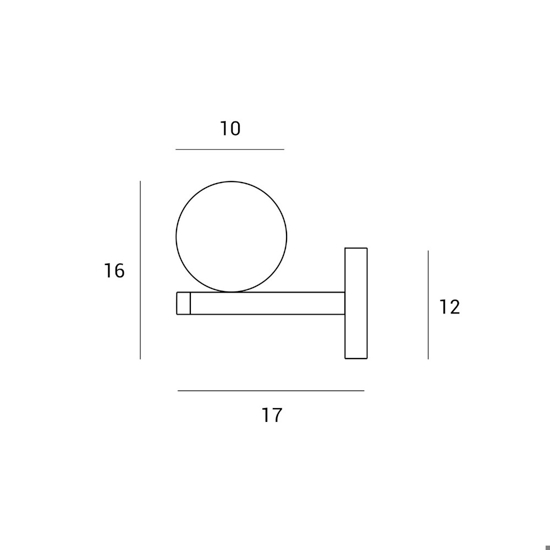 Miloox pomi applique moderna nero sfera vetro bianco