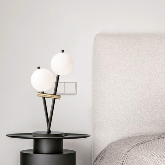 Lampada da tavolo miloox kika due luci nera e oro moderna