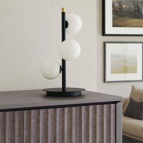 Lampada da tavolo dimmerabile sfere vetro bianco pomi' miloox