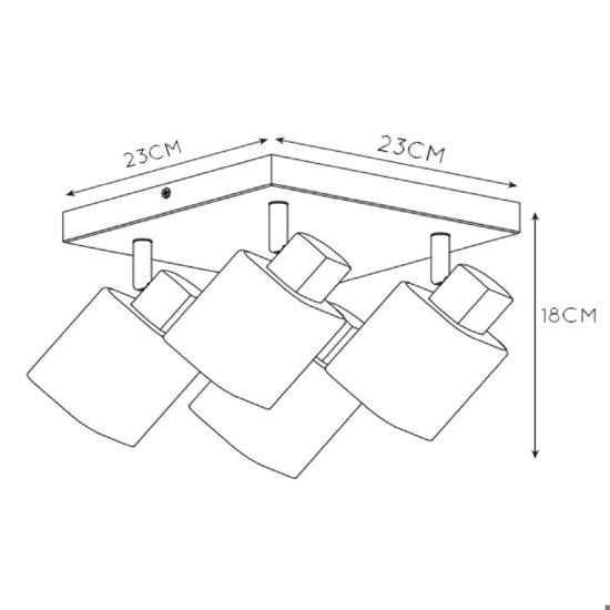 Plafoniera da soffitto con 4 faretti nera con vetri fume