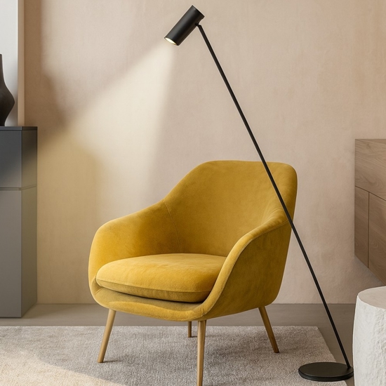 Piantana nera da salotto luce orientabile design moderna
