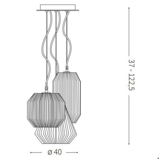 Origami sp3 ideal lux lampadario per soggiorno tre luci vetri