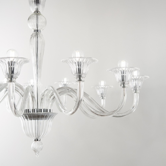 Lampadario di cristallo brigitta sp8 ideal lux 8 bracci trasparente