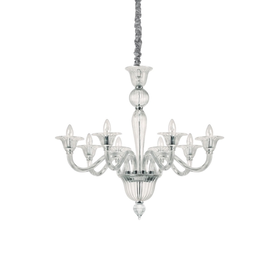 Lampadario di cristallo brigitta sp8 ideal lux 8 bracci trasparente