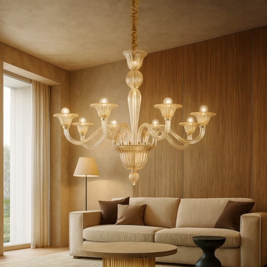 Ideal lux brigitta sp8 lampadario cristallo ambra