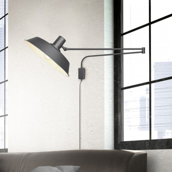 Applique da parete snodabile con pagoda nera orientabile