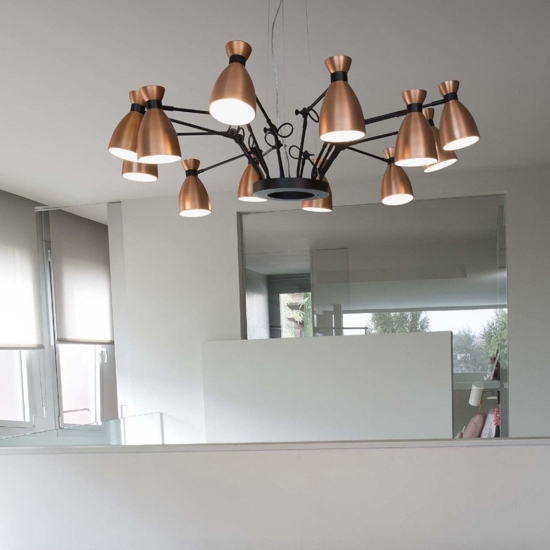 Lampadario moderno per soggiorno design nero rame